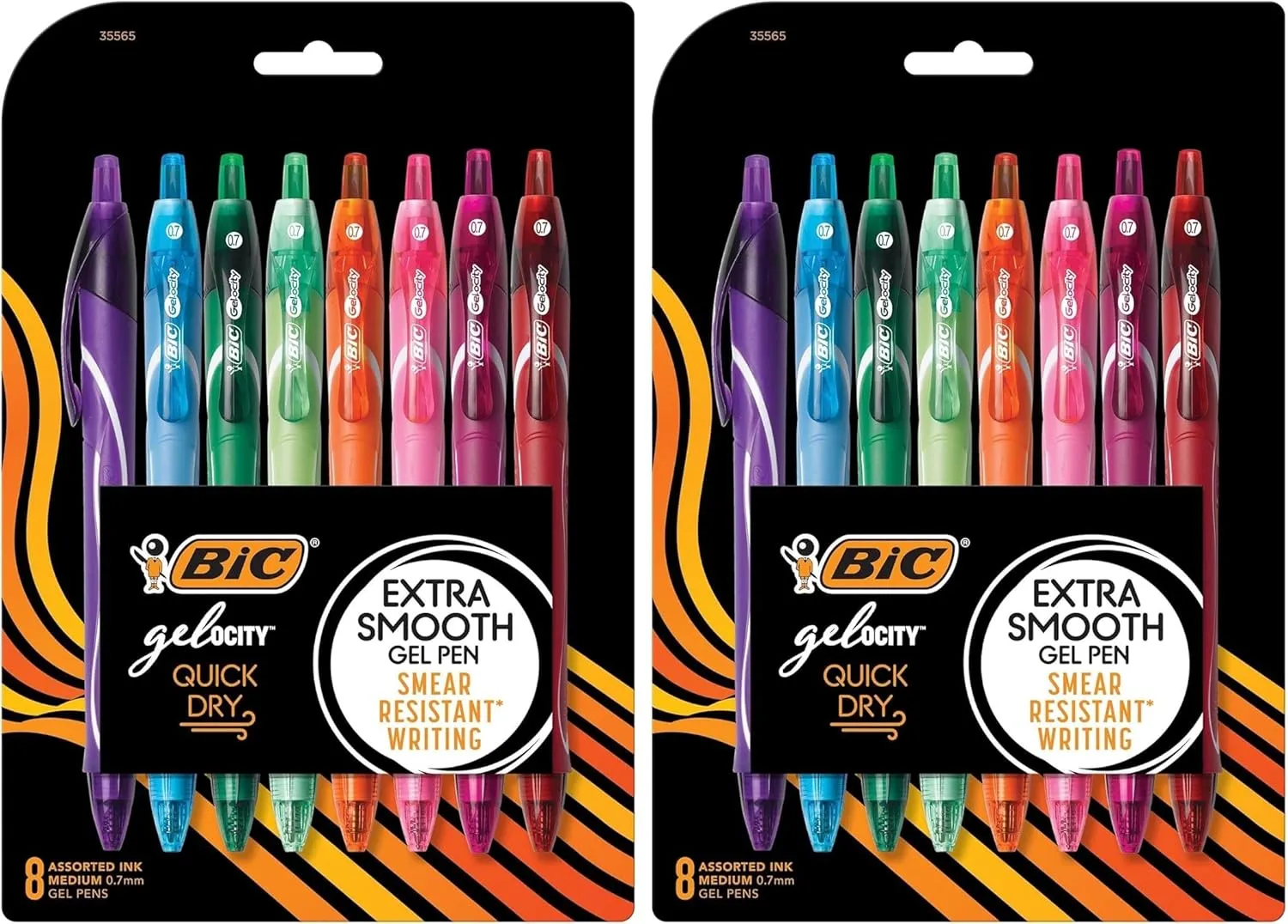 BIC Gel-ocity Quick Dry Fashion Retractable Gel Pens, Medium Point (0.7mm), 8-Count Colored Pens With Full-Length Grip, Colors and Packaging May Vary (RGLCGAP81-AST) - Pack of 2