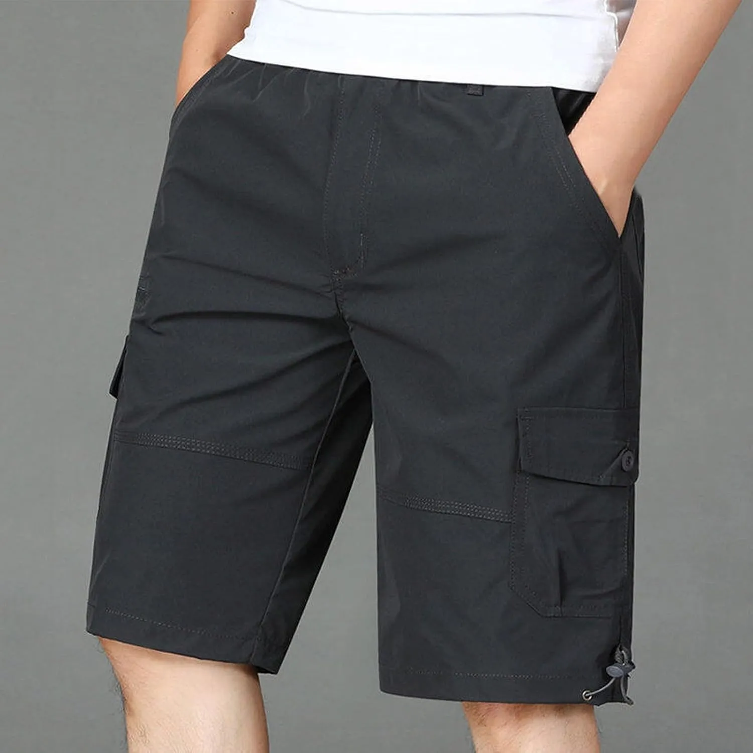 Big and Tall Cargo Shorts for Men Reinforced Stitching Stretch Fabric Workwear Utility Pockets Casual Daily Wear
