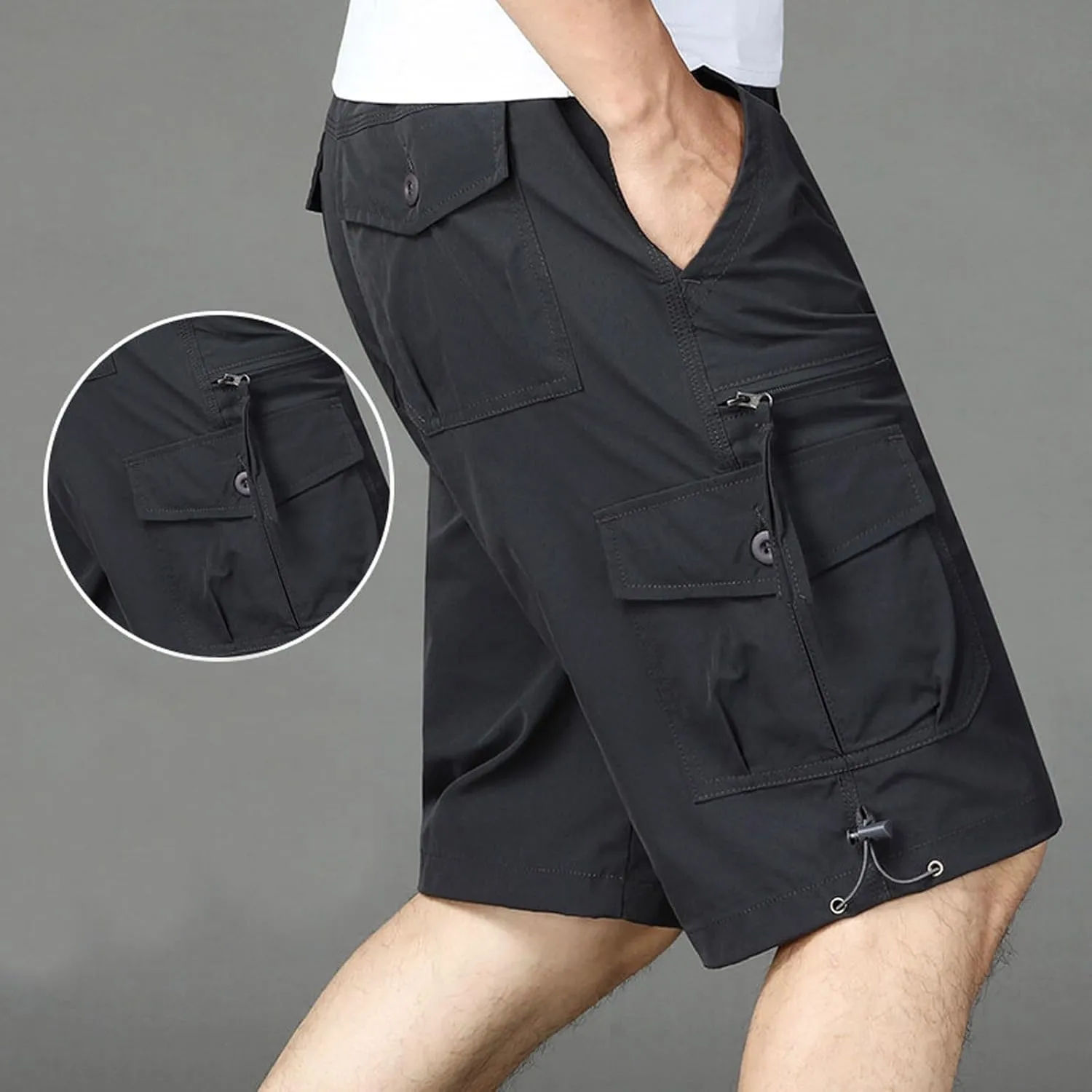 Big and Tall Cargo Shorts for Men Reinforced Stitching Stretch Fabric Workwear Utility Pockets Casual Daily Wear