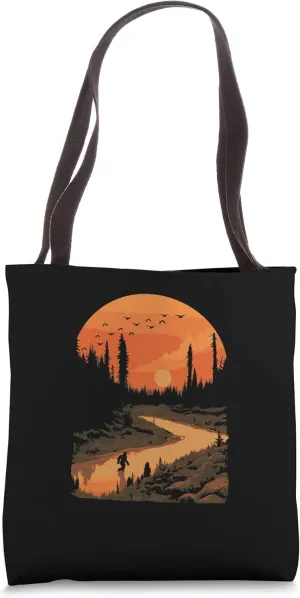 Bigfoot Wading Through A River Beautiful Sasquatch Believer Tote Bag