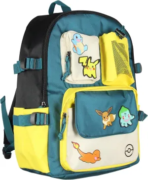 Bioworld Pokemon 16" Backpack Pikachu Eevee Charmander Squirtle Bulbasaur Utility Travel Laptop Multipurpose Backpack