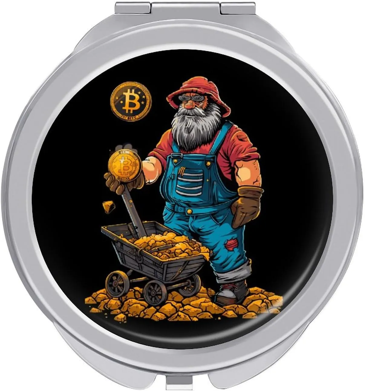 Bitcoin Miner Cute Travel Makeup Mirror 2-Sided Folding Handheld Mirror Portable for Handbag Purse Pocket