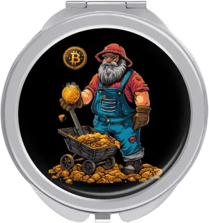 Bitcoin Miner Cute Travel Makeup Mirror 2-Sided Folding Handheld Mirror Portable for Handbag Purse Pocket