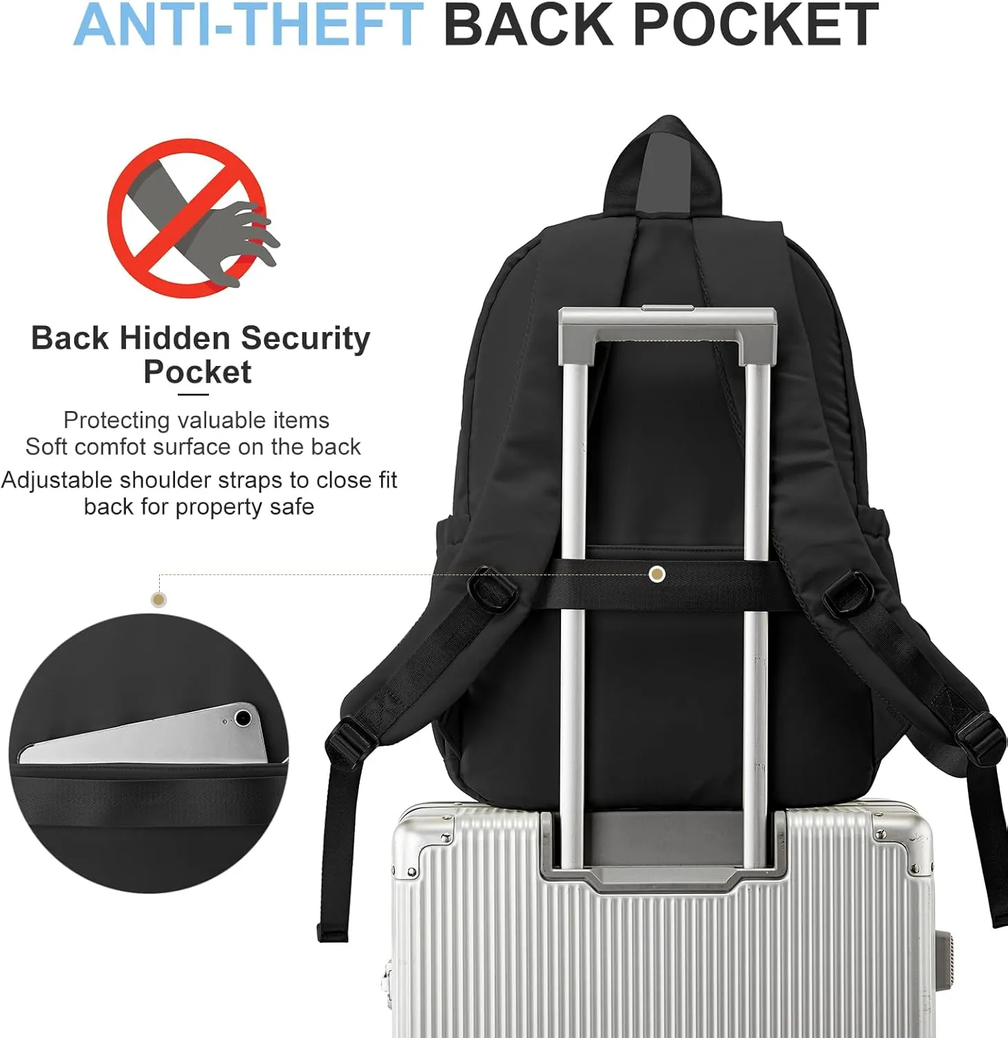 Black College Backpack For Women Men,Lightweight High School Bag,School Backpack With Lots Of Pockets,Cute Bookbag For Teens Boys Girls,Casual Daypack Backpack For School