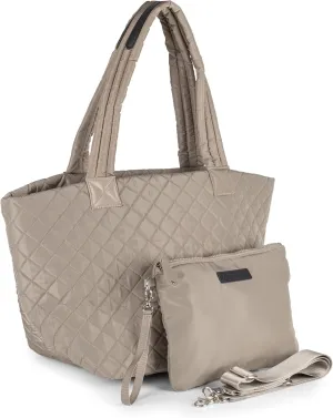 Black Large Quilted Metro Travel Tote