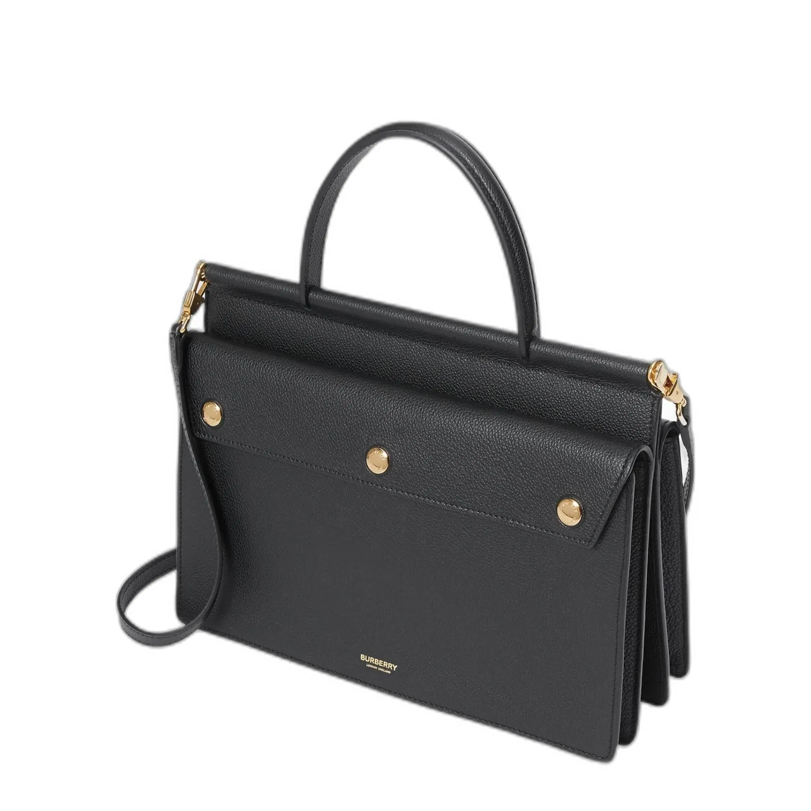 Black Pocket Trim Leather Title Tayler Handbag