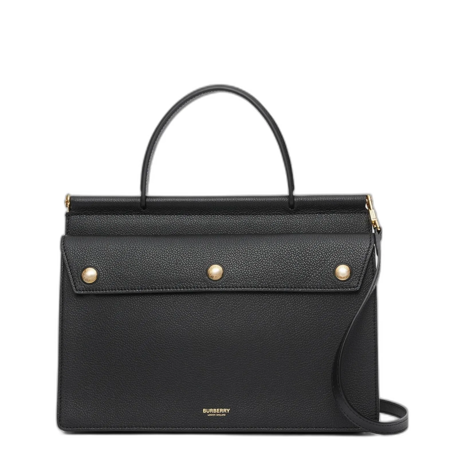 Black Pocket Trim Leather Title Tayler Handbag
