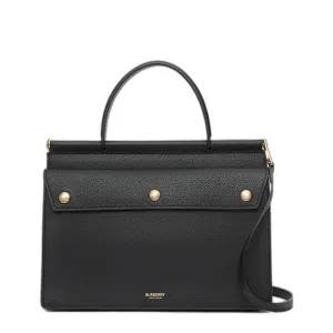 Black Pocket Trim Leather Title Tayler Handbag