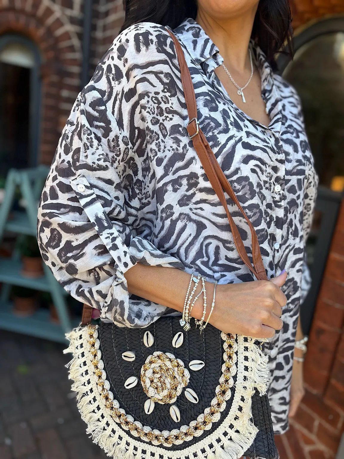 Black Tassel Embellished Clutch Bag