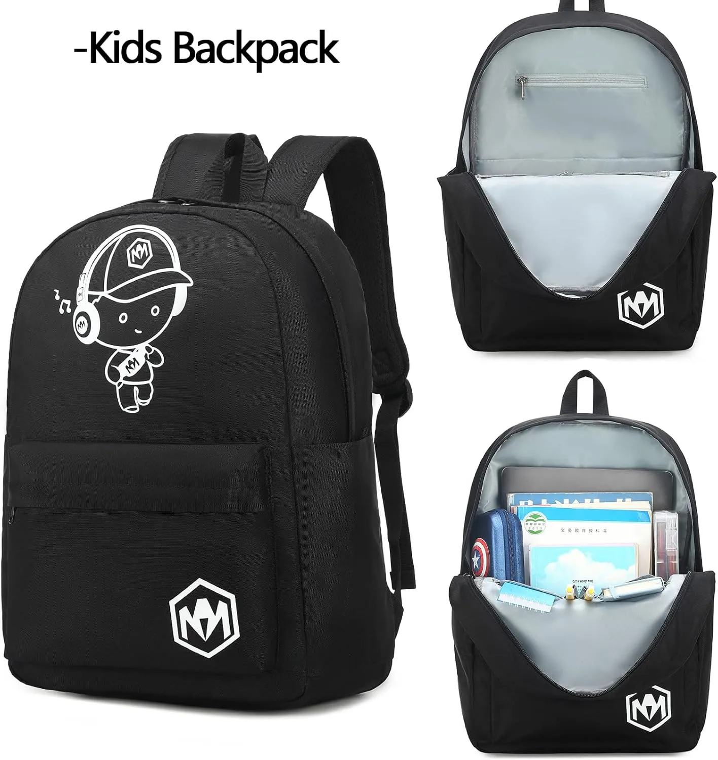 Bluboon School Backpack for Boys Teens Bookbag Travel Daypack Kids Lunch Bag Pencil Case