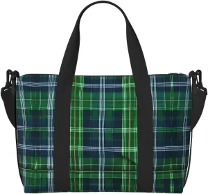 Blue Scottish Tartan Print Versatile Gym Sports Bag,Companion For Your Journeys And Fitness Routines