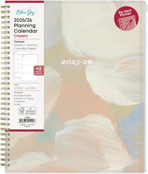 Blue Sky 2025-2026 Weekly and Monthly Academic Year Planner Calendar, July 2025 - June 2026, 8.5" x 11", Flexible Cover With Zip Pouch, Wirebound, Storage Pocket, Nickelson