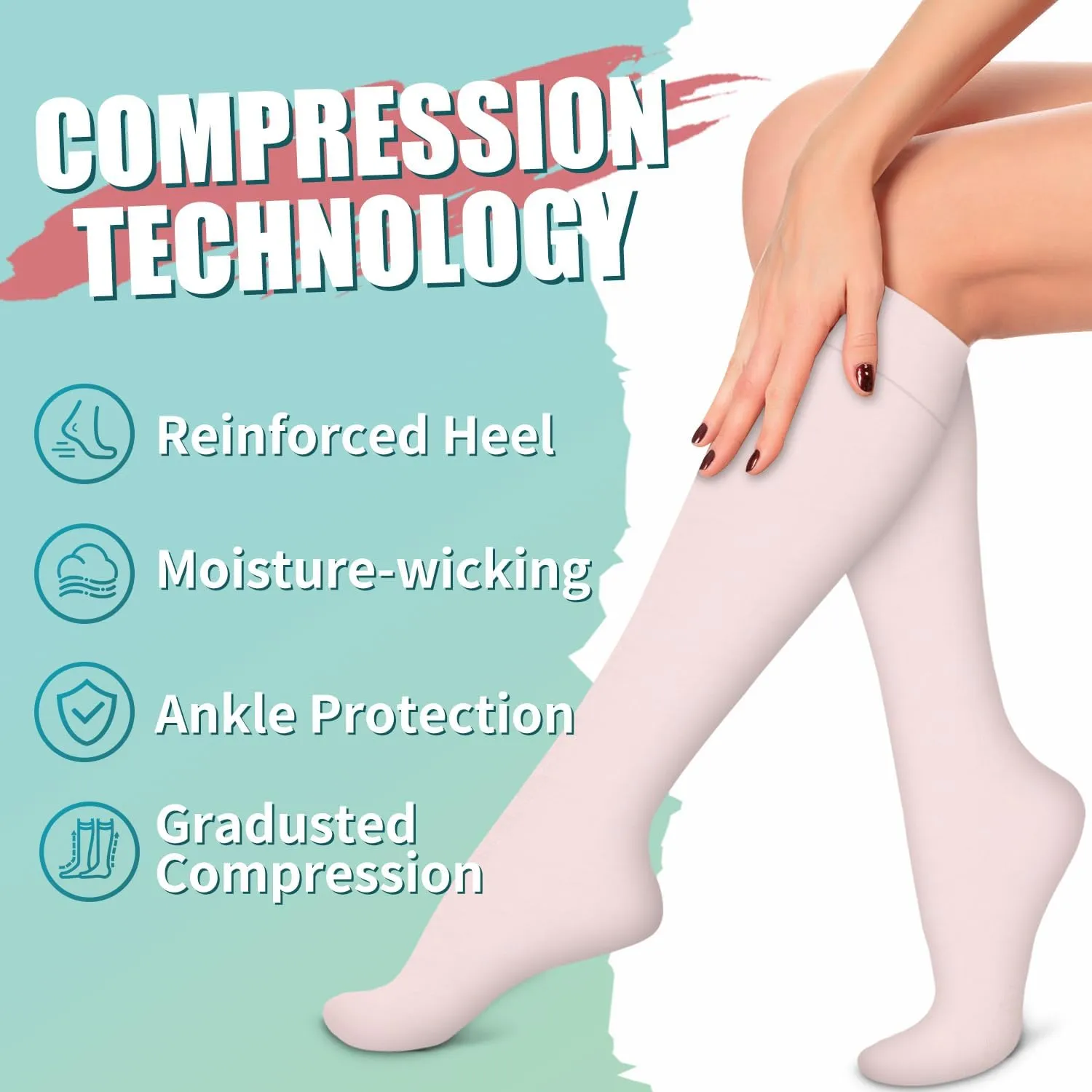BLUEENJOY Compression Socks for Women & Men Circulation (6 pairs) - Best Support for Medical,Running,Nursing,Athletic