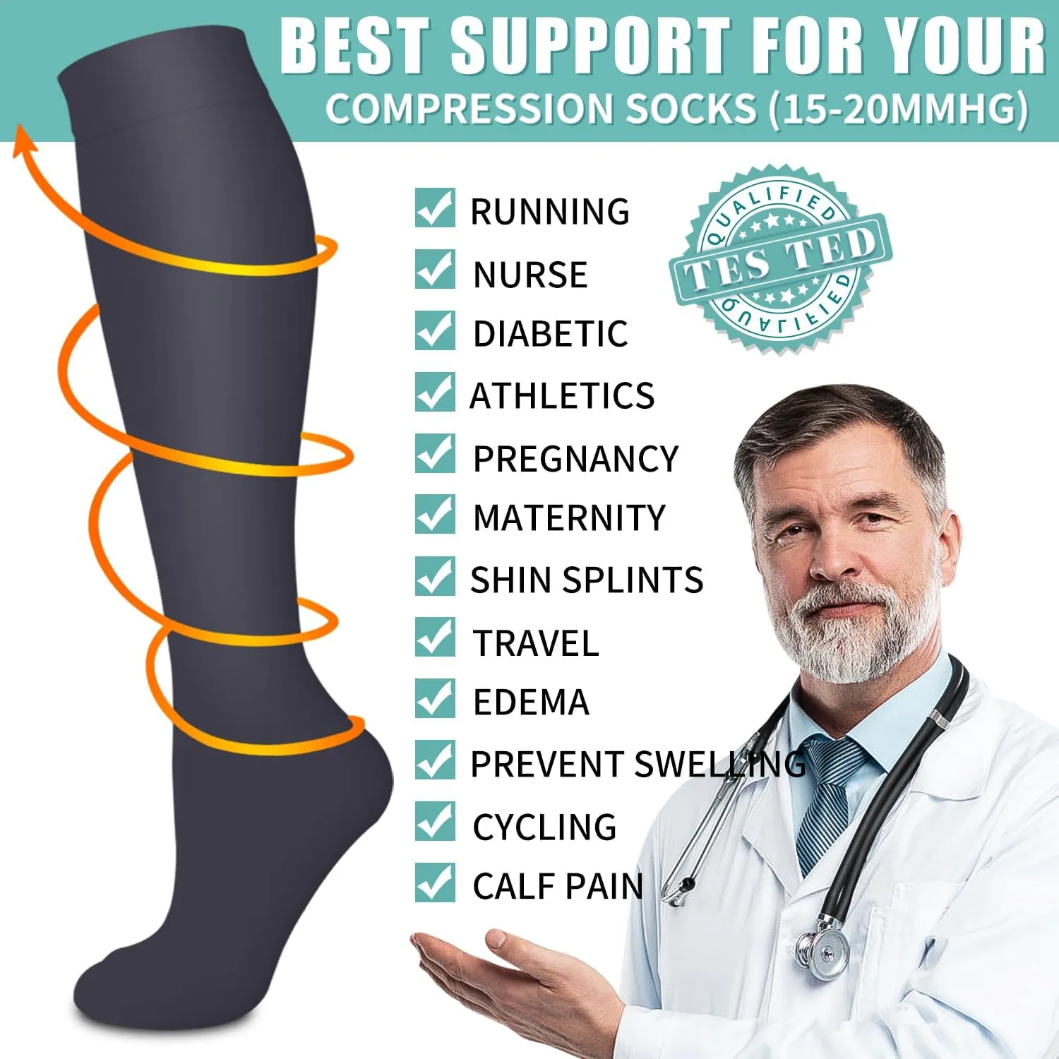 BLUEENJOY Compression Socks for Women & Men Circulation (6 pairs) - Best Support for Medical,Running,Nursing,Athletic