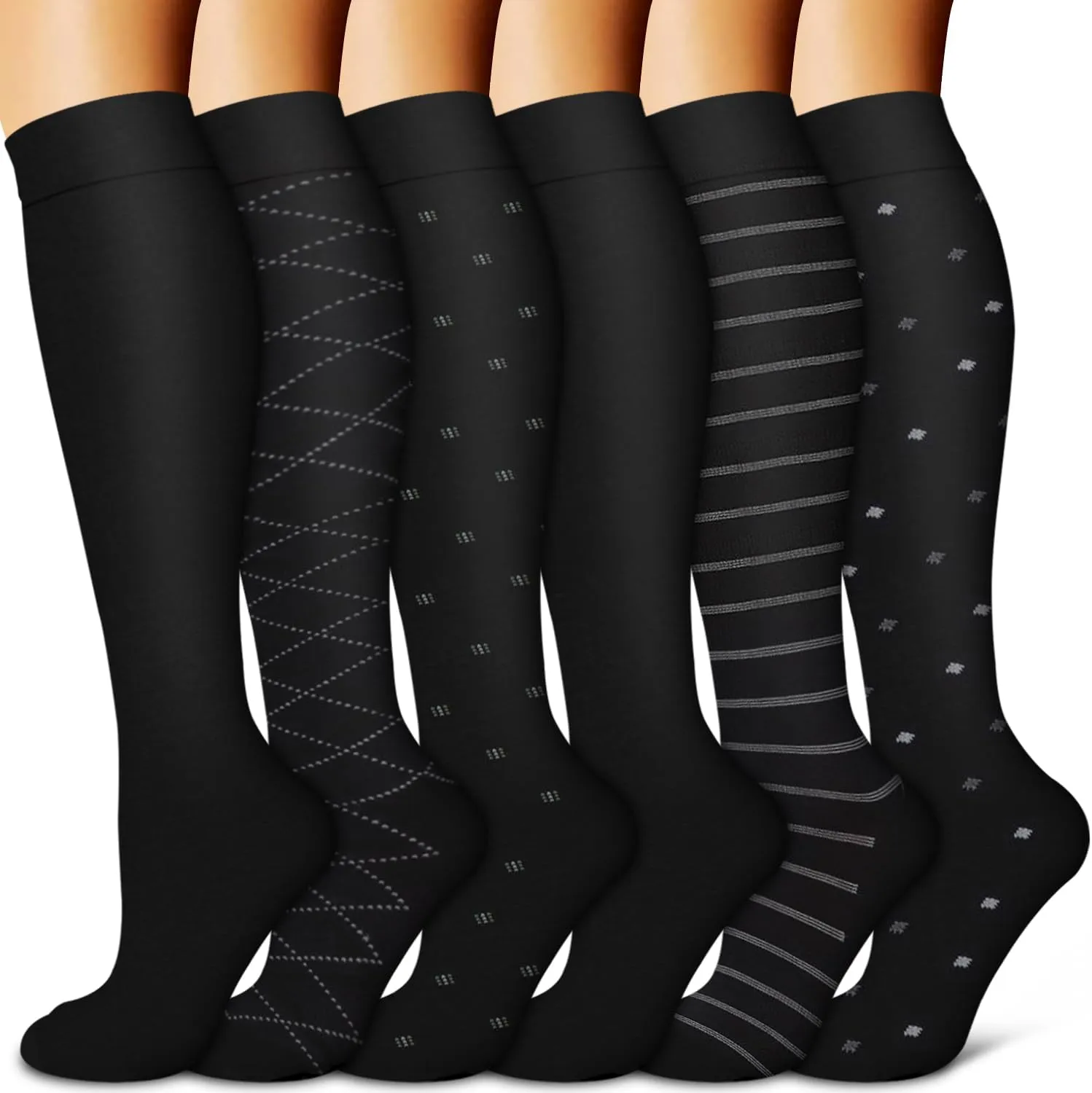 BLUEENJOY Copper Compression Socks for Women & Men (6 pairs) - Best Support for Nurses, Running, Hiking, Recovery