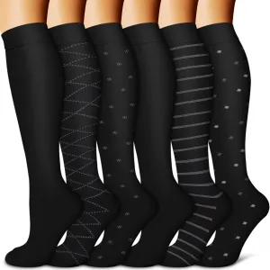 BLUEENJOY Copper Compression Socks for Women & Men (6 pairs) - Best Support for Nurses, Running, Hiking, Recovery