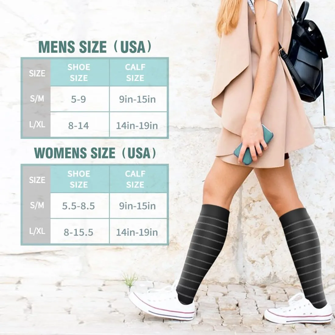 BLUEENJOY Copper Compression Socks for Women & Men (6 pairs) - Best Support for Nurses, Running, Hiking, Recovery