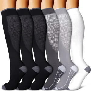 BLUEENJOY Copper Compression Socks for Women & Men (6 pairs) - Best Support for Nurses, Running, Hiking, Recovery