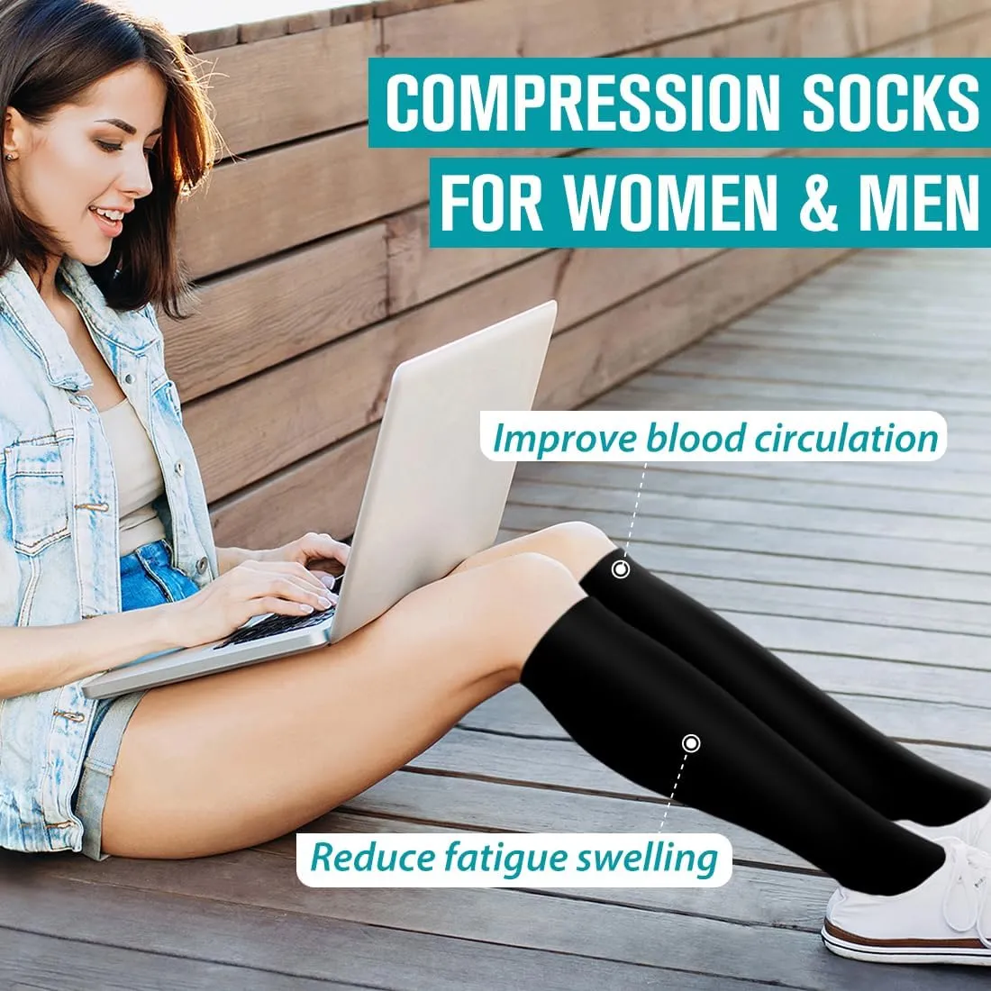BLUEENJOY Copper Compression Socks for Women & Men (6 pairs) - Best Support for Nurses, Running, Hiking, Recovery