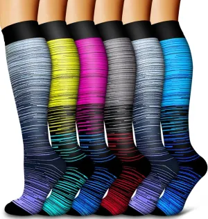 Bluemaple 6 Pack Copper Compression Socks for Women and Men Circulation-Best Support for Medical, Running,Nursing,Athletic
