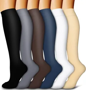 Bluemaple 6 Pack Copper Compression Socks for Women and Men Circulation-Best Support for Medical, Running,Nursing,Athletic