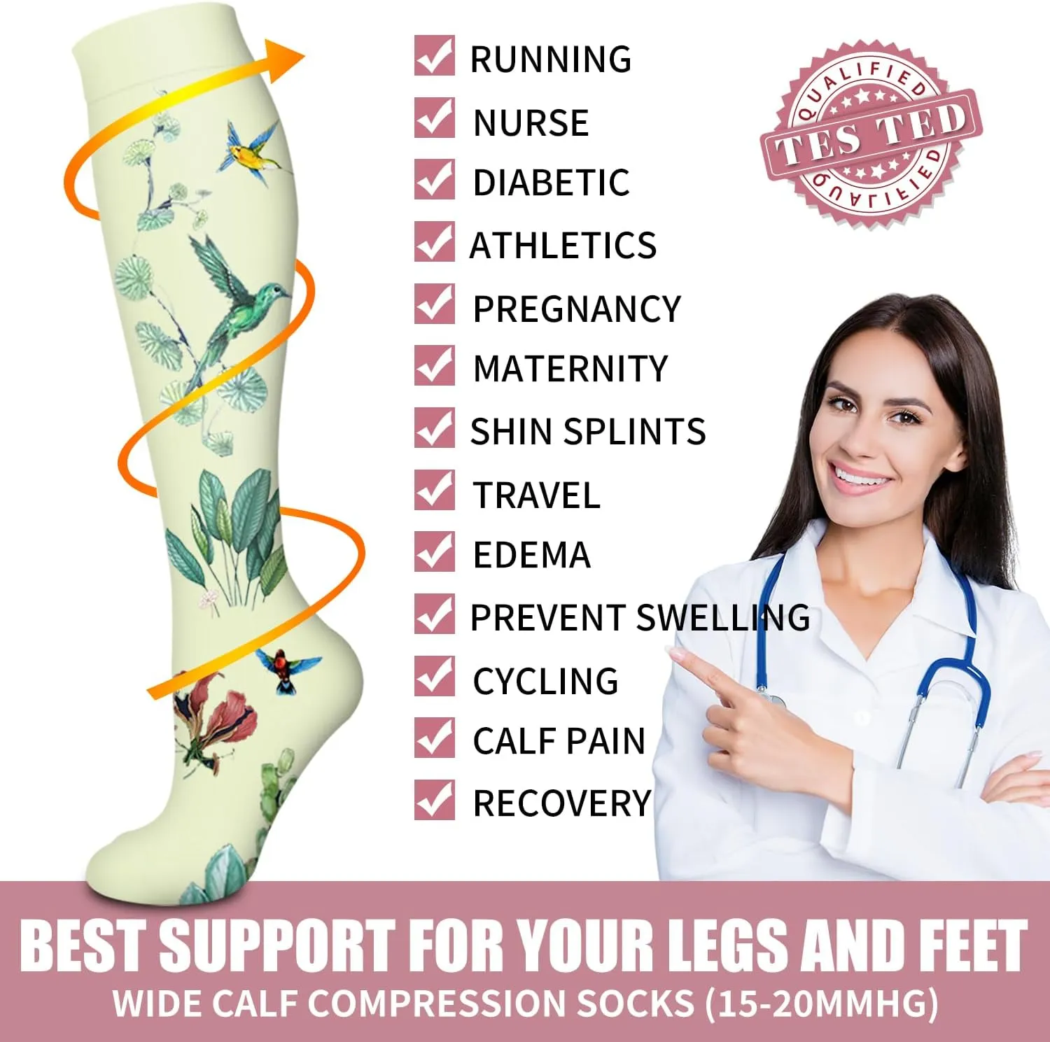 Bluemaple Copper Compression Socks For Women & Men Circulation - Best for Running,Nursing,Hiking,Flight&Travel