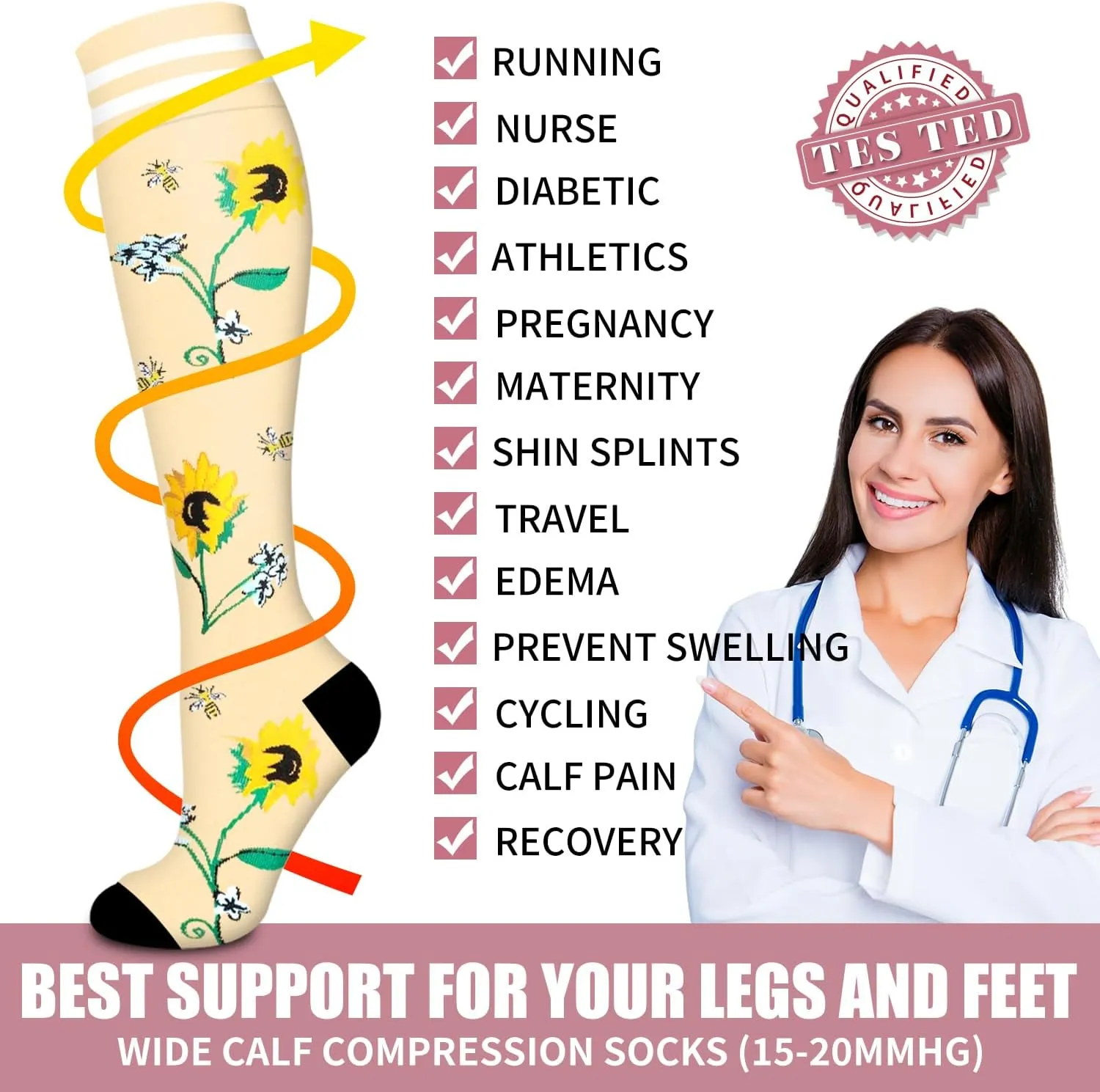 Bluemaple Copper Compression Socks For Women & Men Circulation - Best for Running,Nursing,Hiking,Flight&Travel