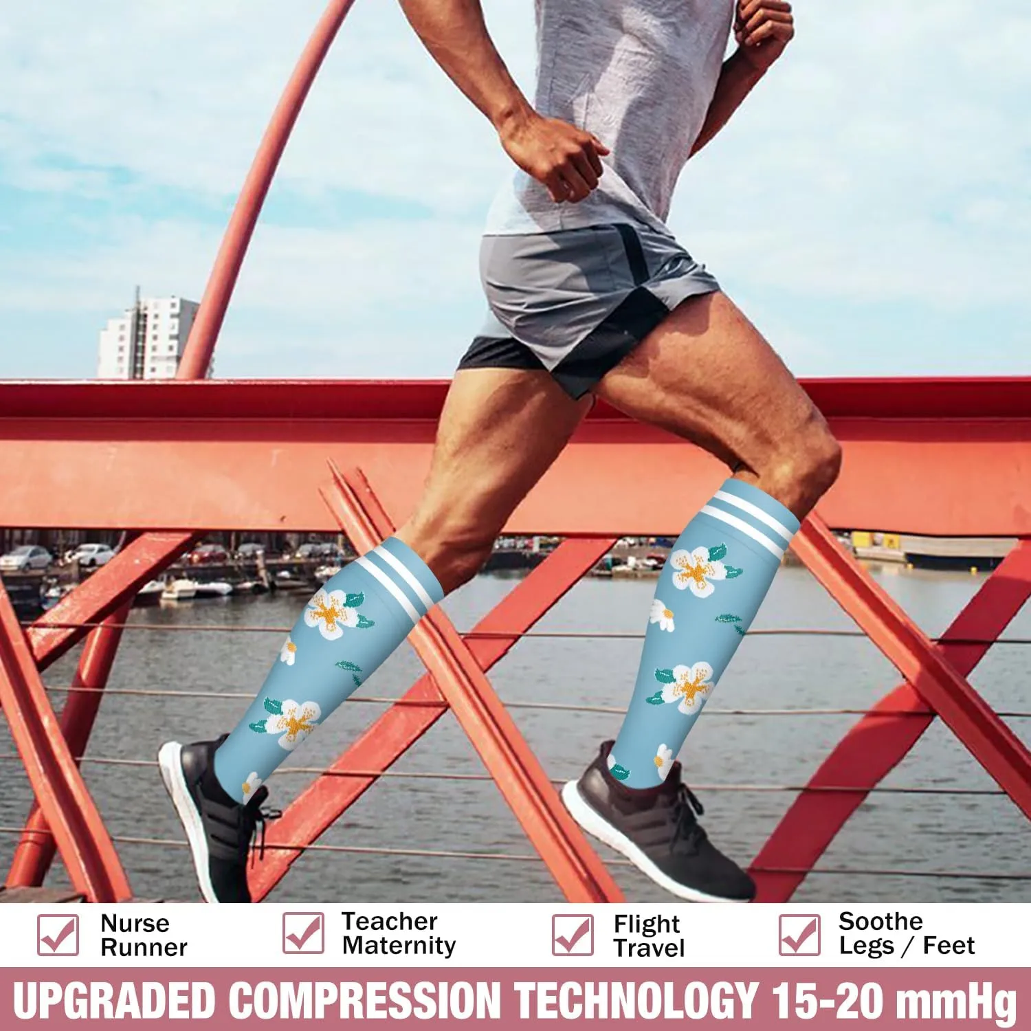 Bluemaple Copper Compression Socks For Women & Men Circulation - Best for Running,Nursing,Hiking,Flight&Travel