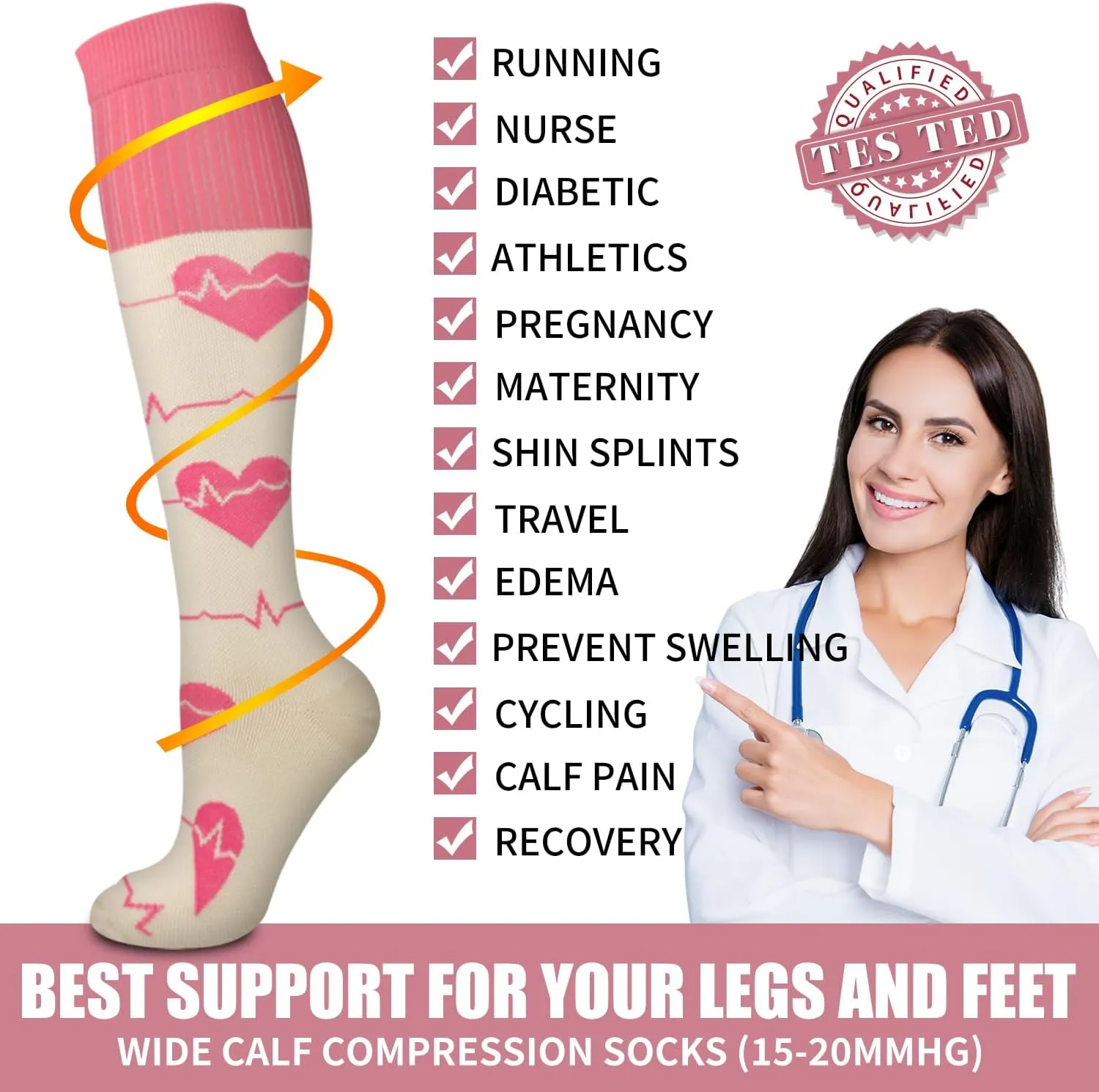 Bluemaple Copper Compression Socks For Women & Men Circulation - Best for Running,Nursing,Hiking,Flight&Travel