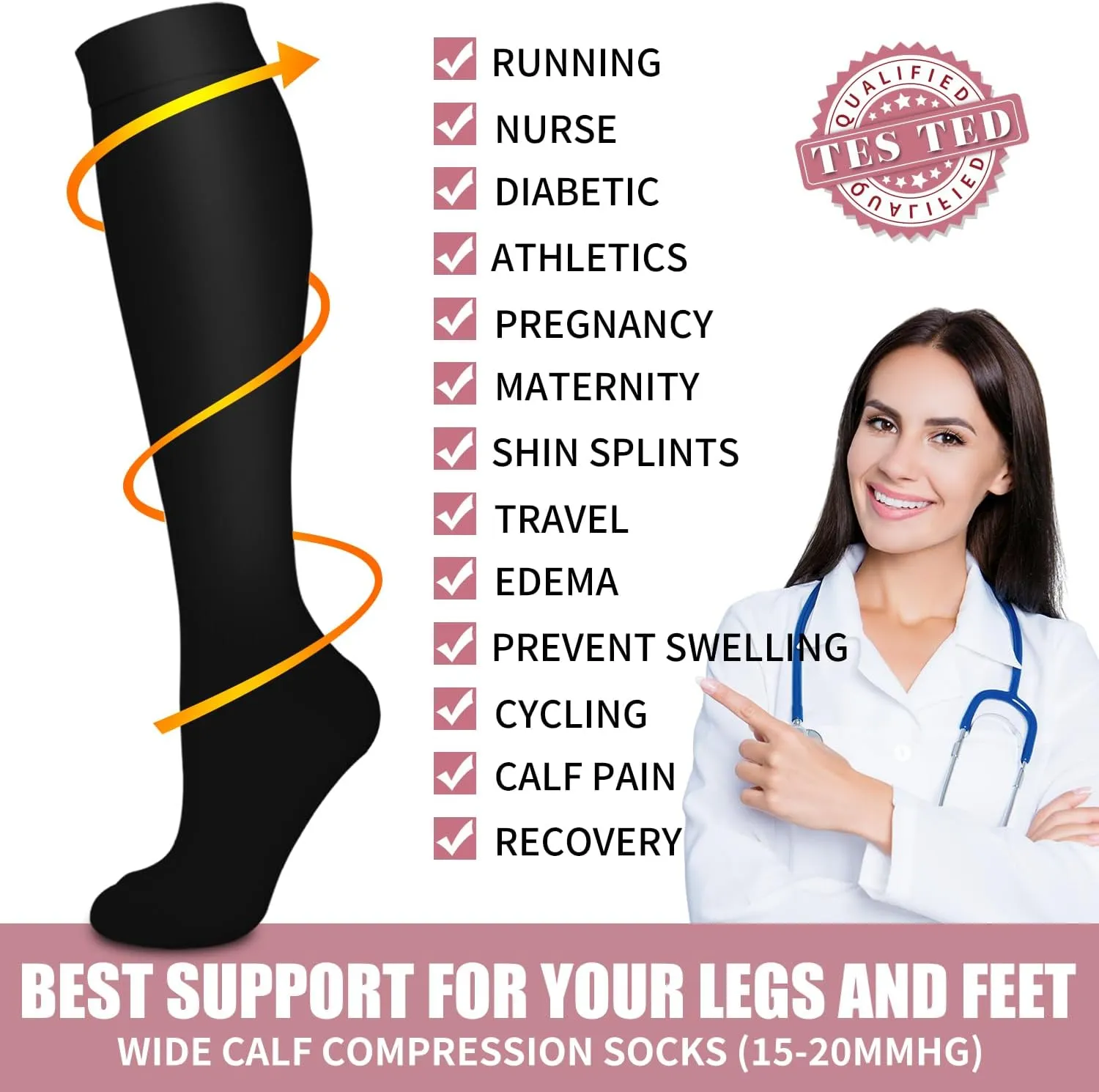 Bluemaple Copper Compression Socks For Women & Men Circulation - Best for Running,Nursing,Hiking,Flight&Travel