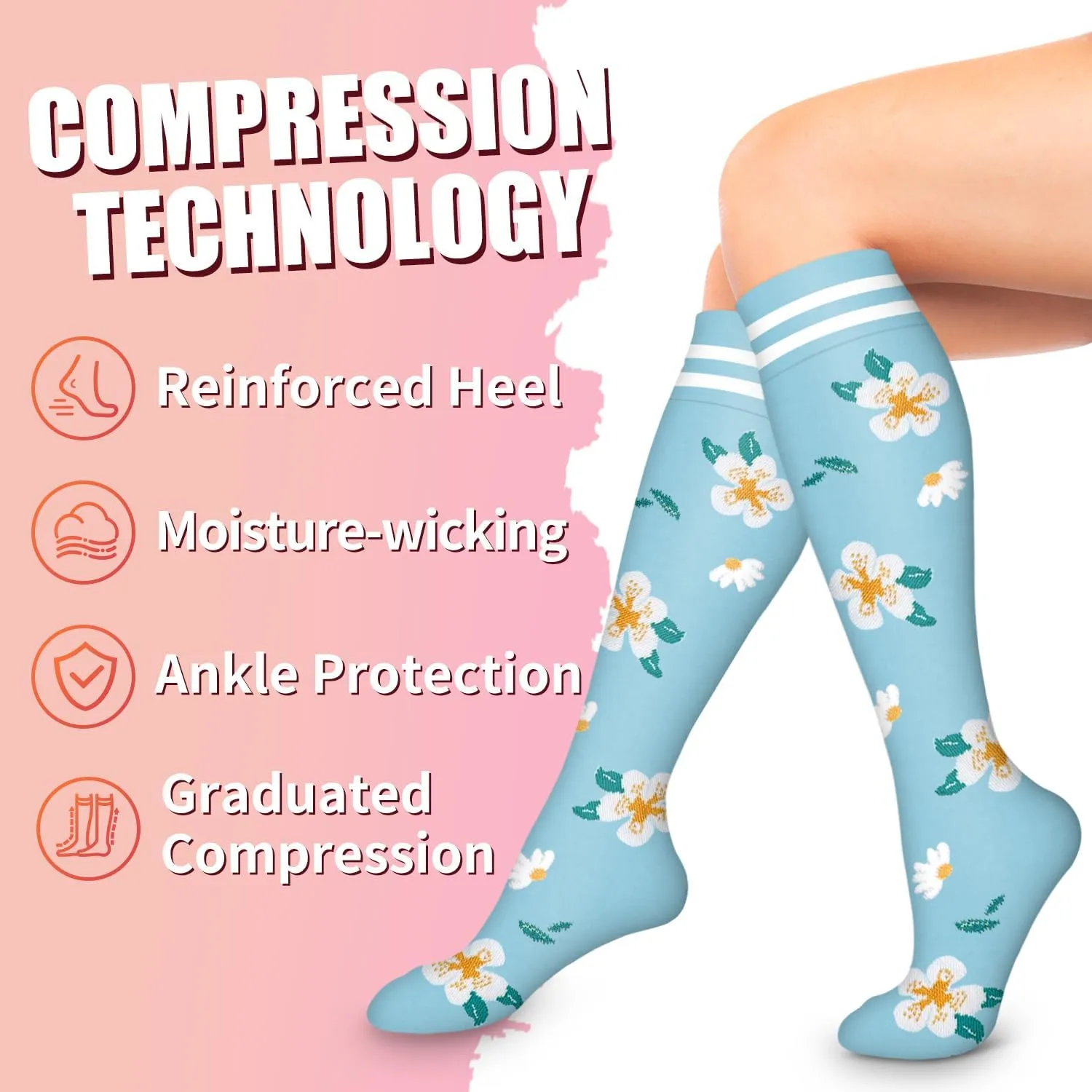 Bluemaple Copper Compression Socks For Women & Men Circulation - Best for Running,Nursing,Hiking,Flight&Travel