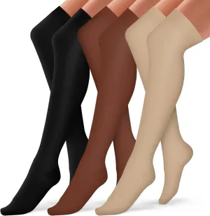Bluemaple Thigh High Compression Socks for Women and Men Circulation(3 Pairs) Over the Knee-Best Support for Running,Travel