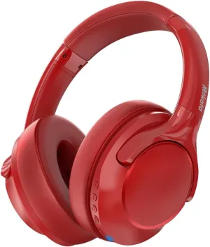 Bluetooth 5.3 Headphones Over Ear 68H Playtime 6 EQ Wireless Headset with Microphone HiFi Stereo Foldable Lightweight Deep Bass for Travel Home Office Cellphone Red
