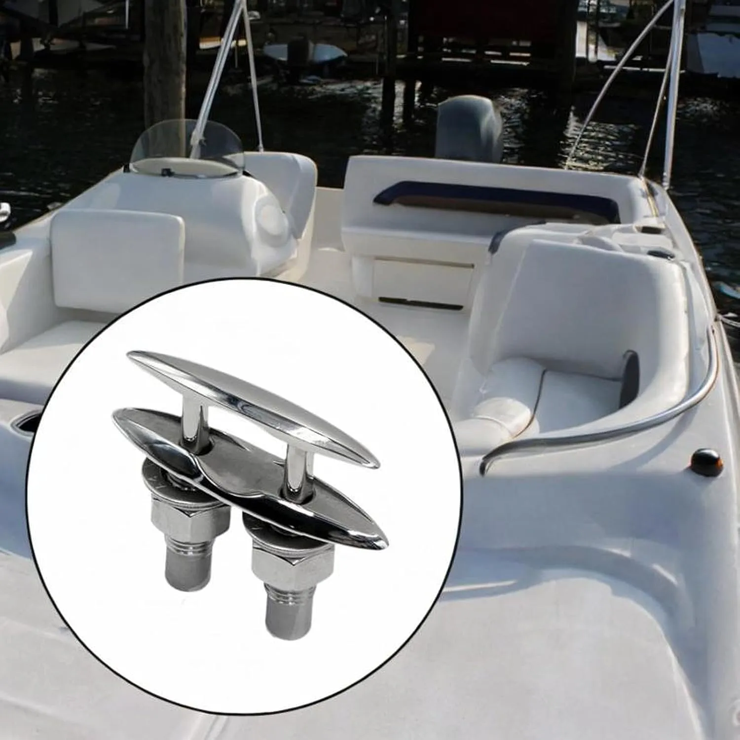 Boat Pull up Flush Mount Cleats Retractable Heavy Duty for Pontoons Utility Boats Marine Rope Cleat Marine Dock Deck Cleat