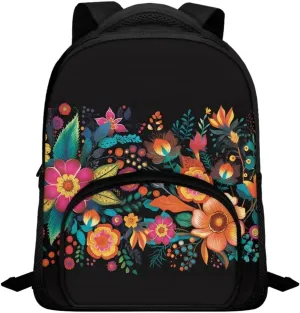Boho Flower Backpack for Kids Girls Large-Capacity School Bag Middle School Bookbag Casual Daypack Laptop Portable Bagpack for Travel