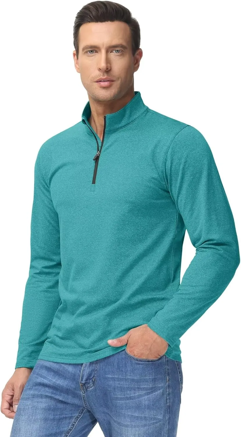 Boladeci Men's Quarter Zip Pullover Premium Fleece Lined Heather Long Sleeve Golf Shirts Midweight 1/4 Half Zip Sweatshirts