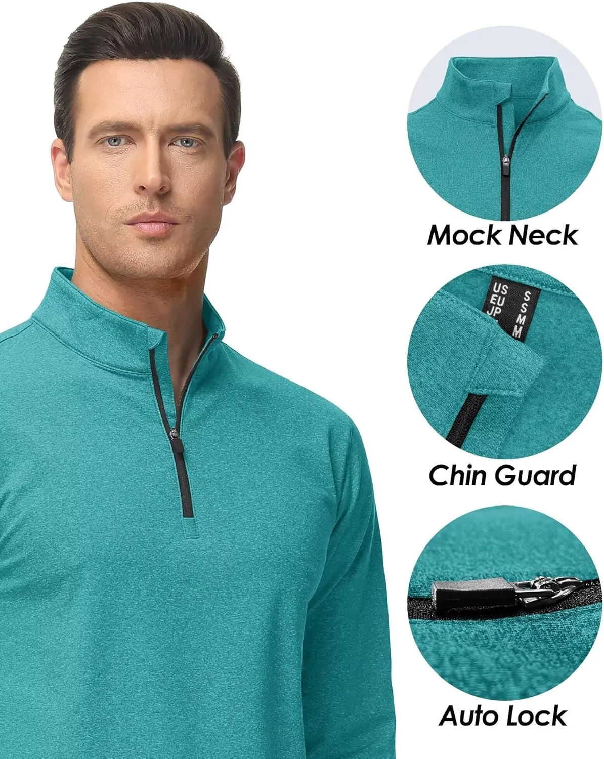 Boladeci Men's Quarter Zip Pullover Premium Fleece Lined Heather Long Sleeve Golf Shirts Midweight 1/4 Half Zip Sweatshirts