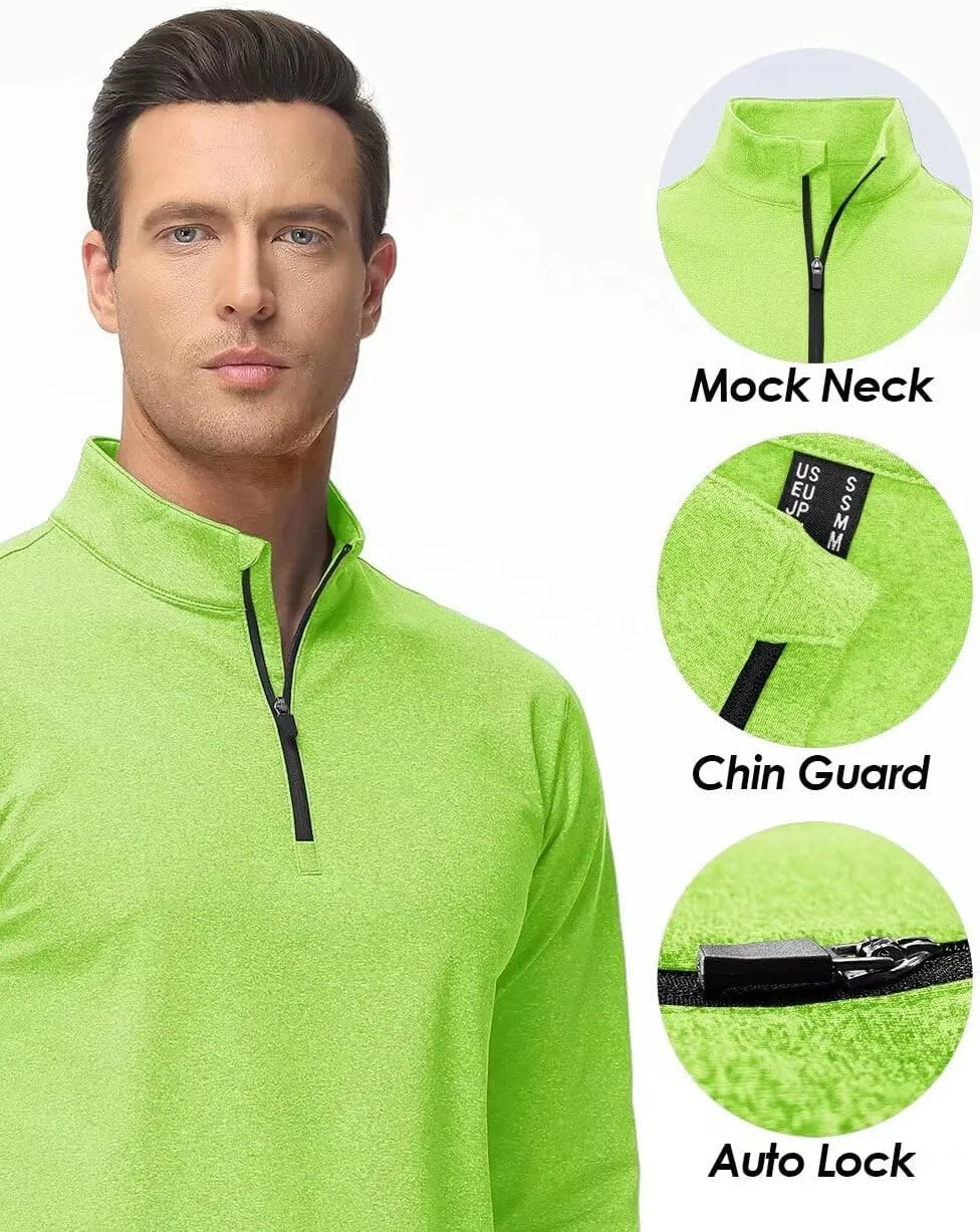 Boladeci Men's Quarter Zip Pullover Premium Fleece Lined Heather Long Sleeve Golf Shirts Midweight 1/4 Half Zip Sweatshirts
