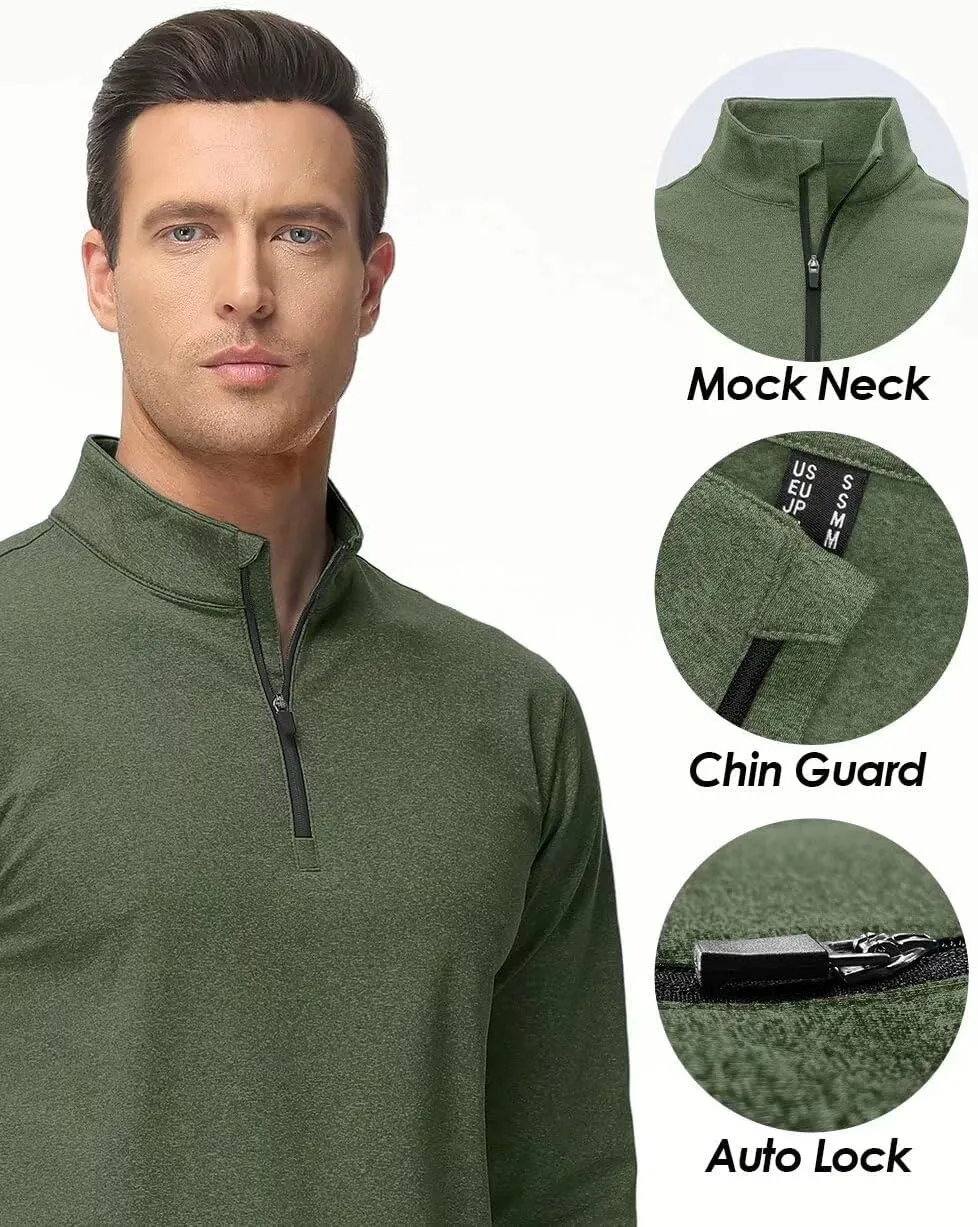 Boladeci Men's Quarter Zip Pullover Premium Fleece Lined Heather Long Sleeve Golf Shirts Midweight 1/4 Half Zip Sweatshirts