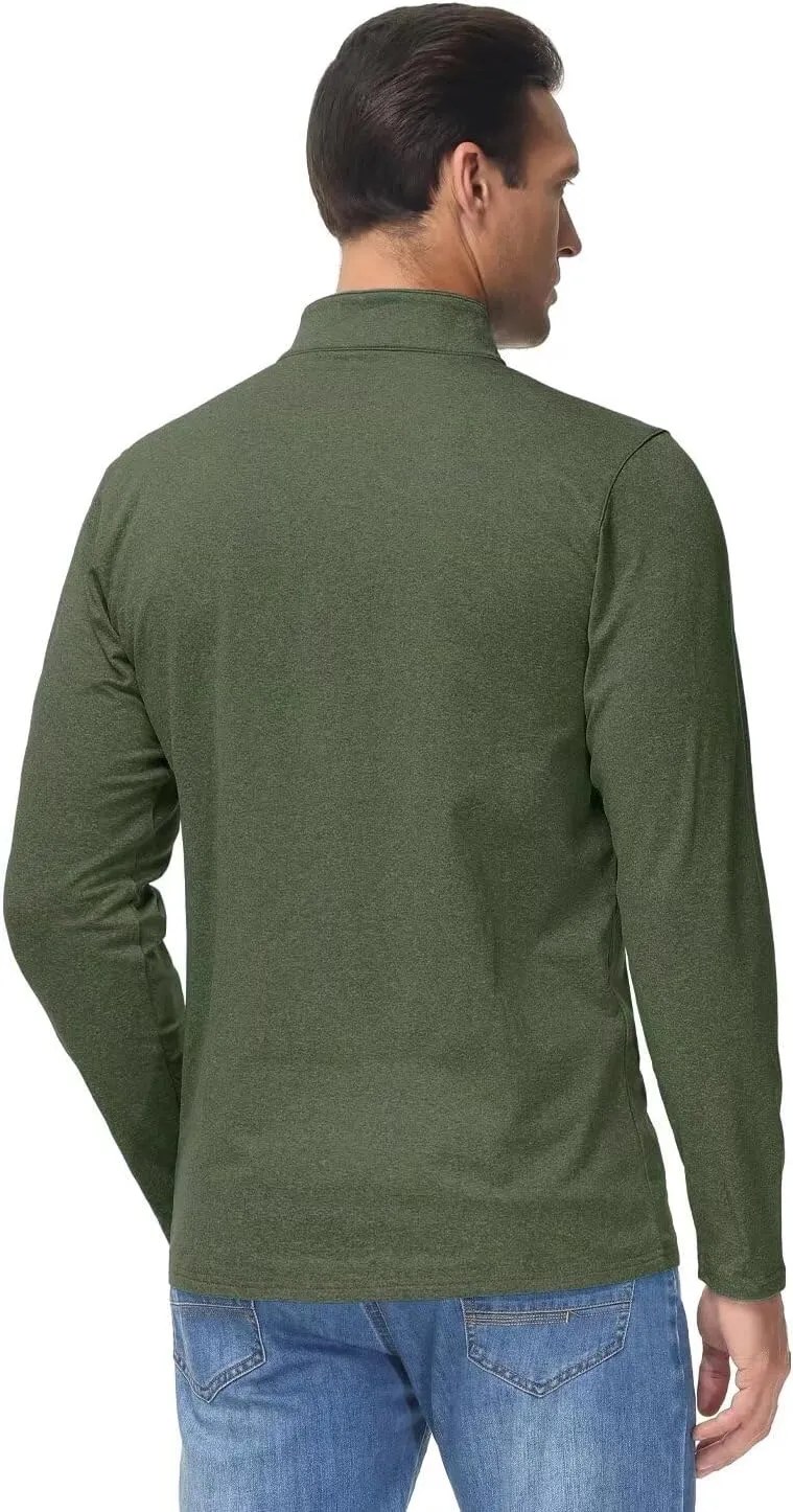 Boladeci Men's Quarter Zip Pullover Premium Fleece Lined Heather Long Sleeve Golf Shirts Midweight 1/4 Half Zip Sweatshirts