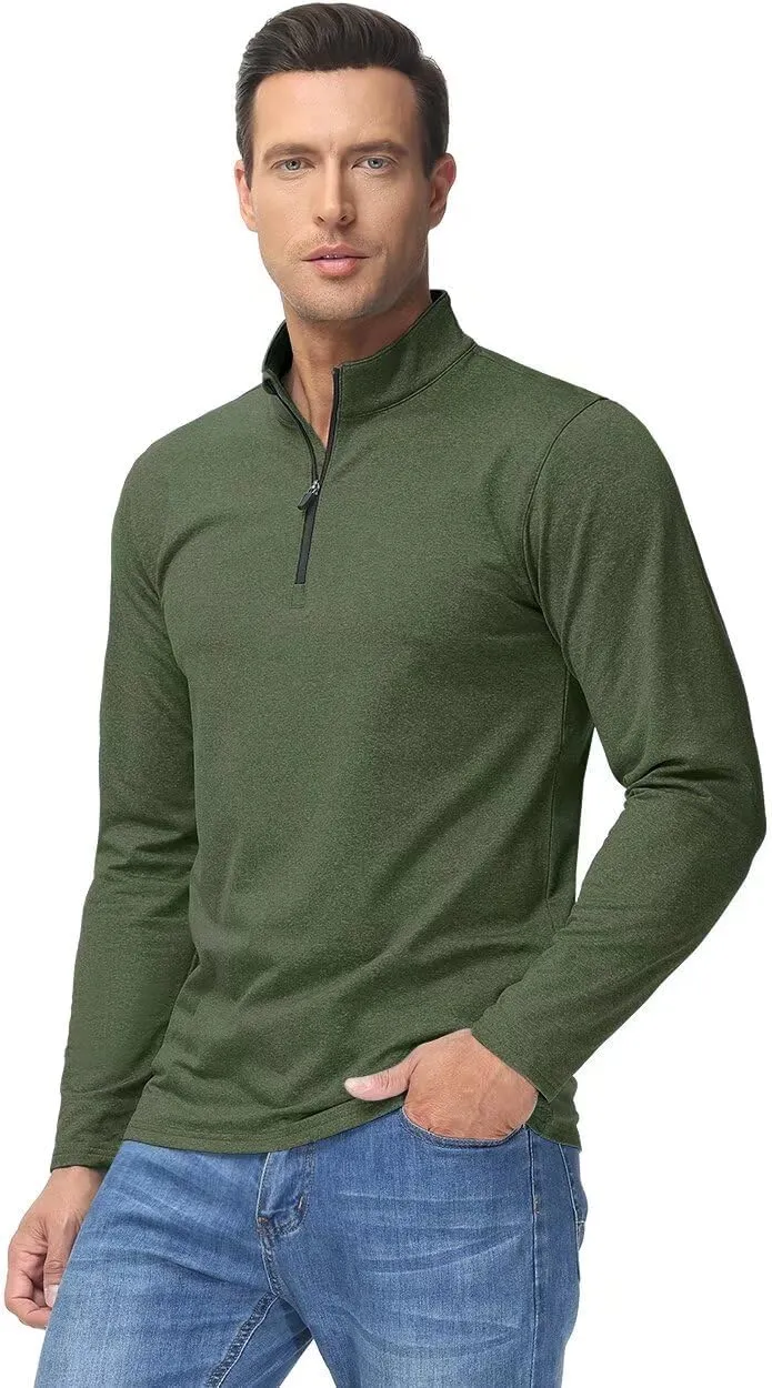 Boladeci Men's Quarter Zip Pullover Premium Fleece Lined Heather Long Sleeve Golf Shirts Midweight 1/4 Half Zip Sweatshirts
