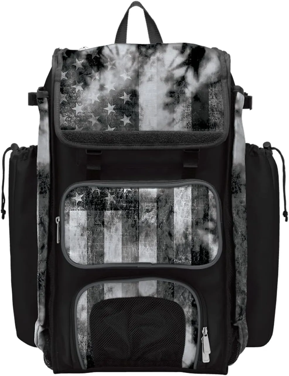 Boombah Catchers Superpack Bat Bag - 23-1/2" x 13-1/2" x 9-1/2" - USA Old Glory Black Ops Black/Charcoal/White - Holds 4 Bats - Backpack Version (no Wheels)
