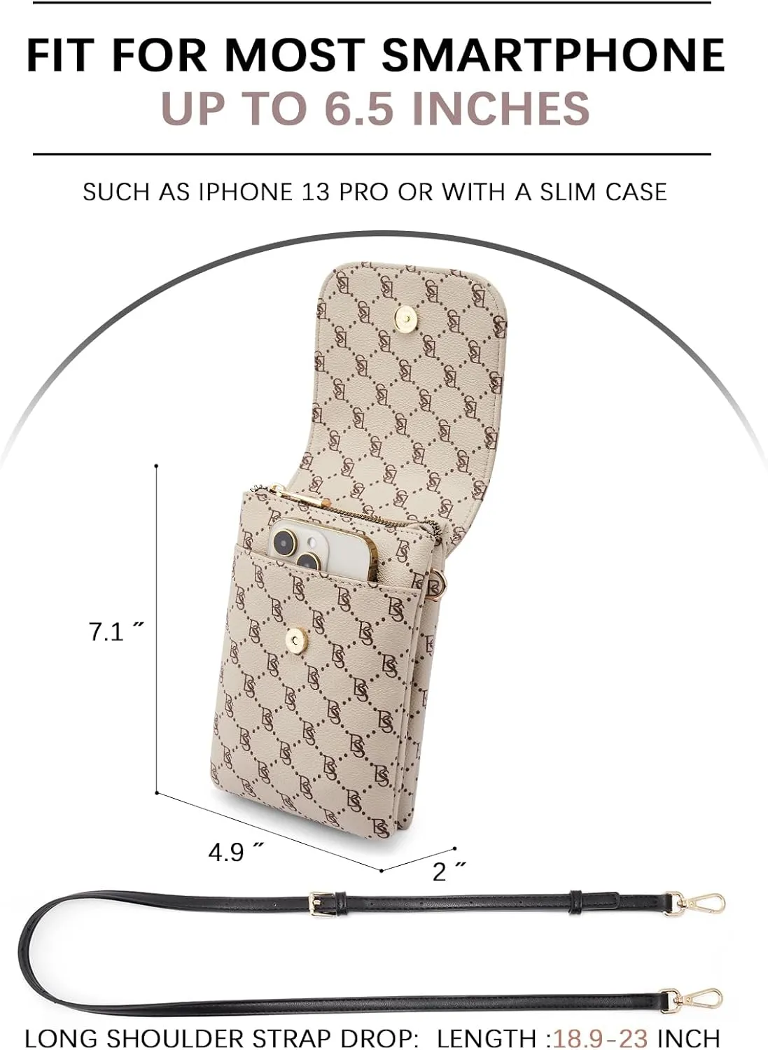 BOSTANTEN Vegan Leather Small Crossbody Bags for Women Designer Cell Phone Bag Wallet Purses Adjustable Strap