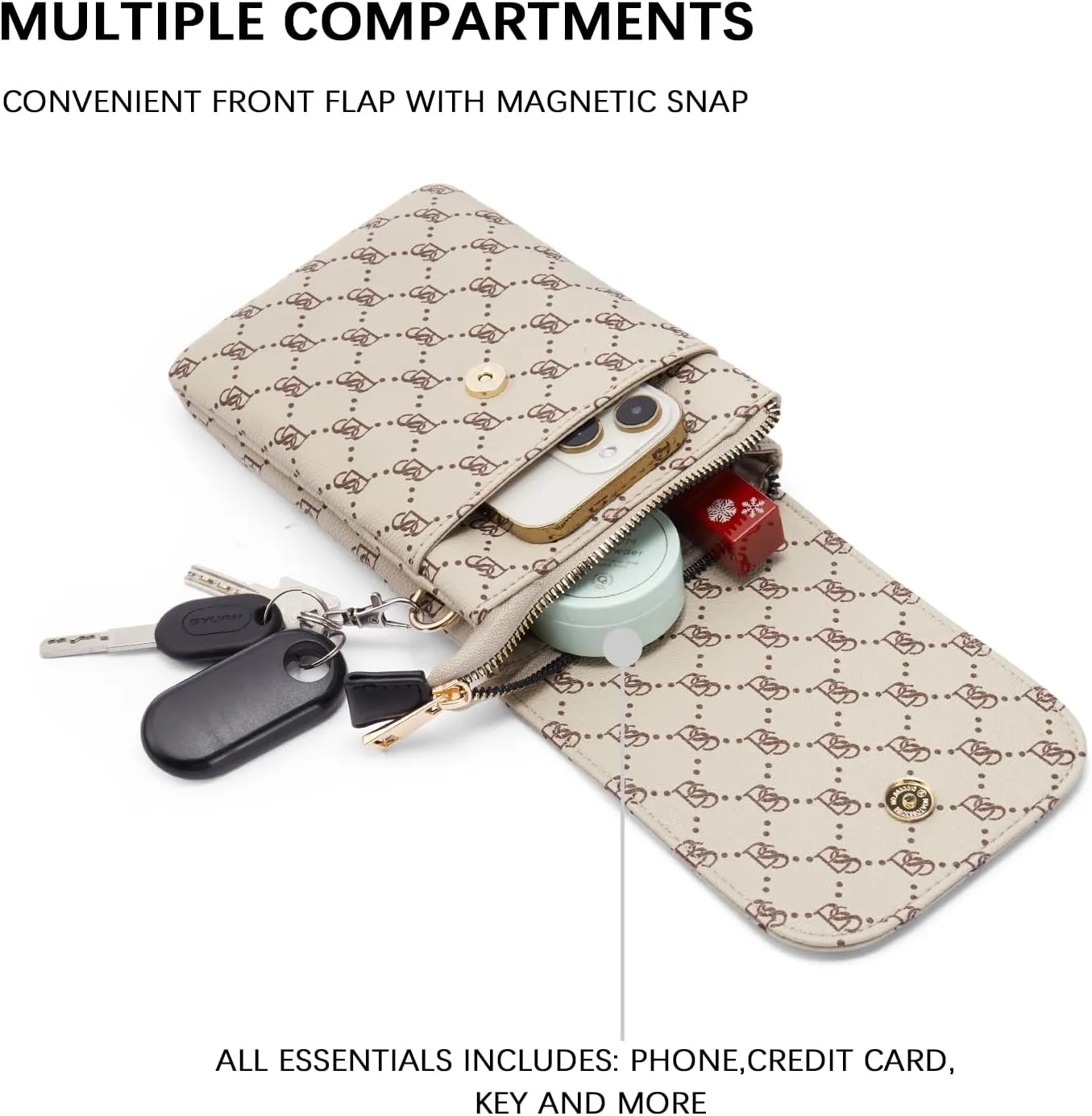 BOSTANTEN Vegan Leather Small Crossbody Bags for Women Designer Cell Phone Bag Wallet Purses Adjustable Strap