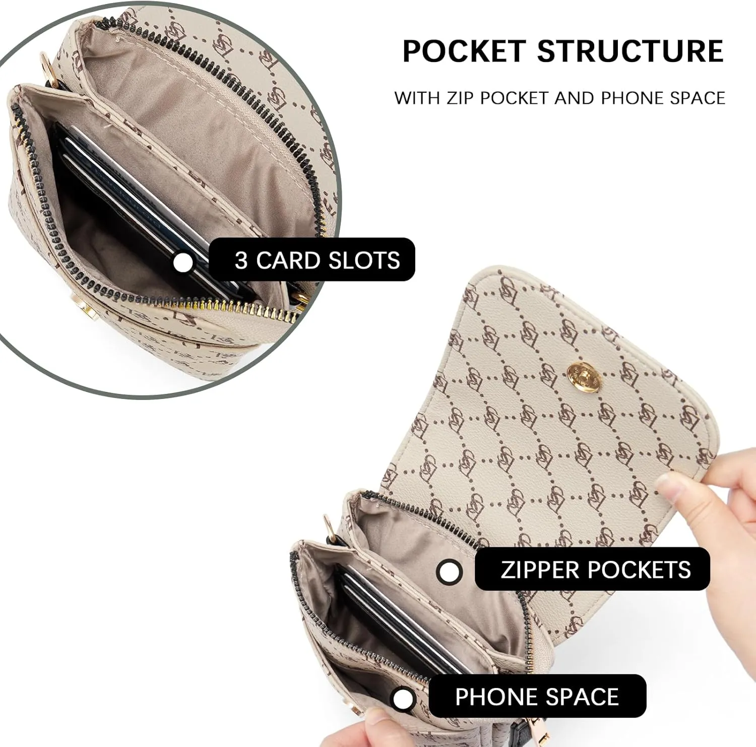 BOSTANTEN Vegan Leather Small Crossbody Bags for Women Designer Cell Phone Bag Wallet Purses Adjustable Strap