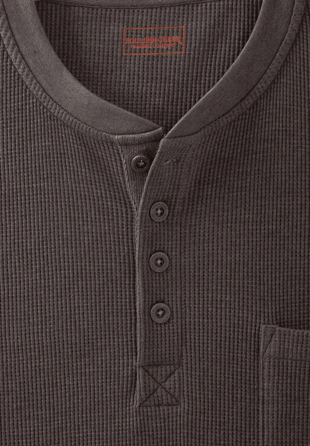 Boulder Creek by Kingsize Men's Big & Tall Tall Thermal Pocket Longer-Length Henley