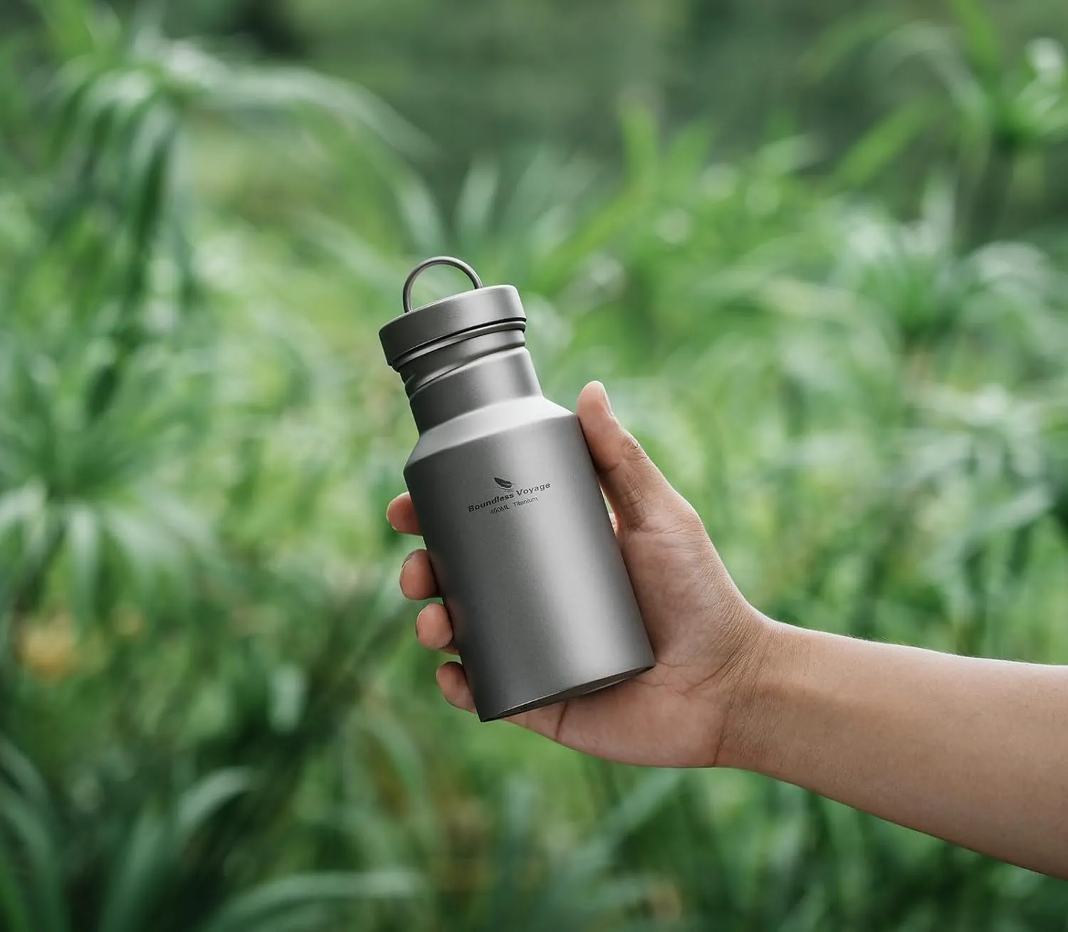Boundless Voyage Titanium Water Bottle with Lid Wide Mouth Leak-Proof Reusable Sport Drinking Bottle for Camping Hiking Climbing Running Tea Coffee (400ml)