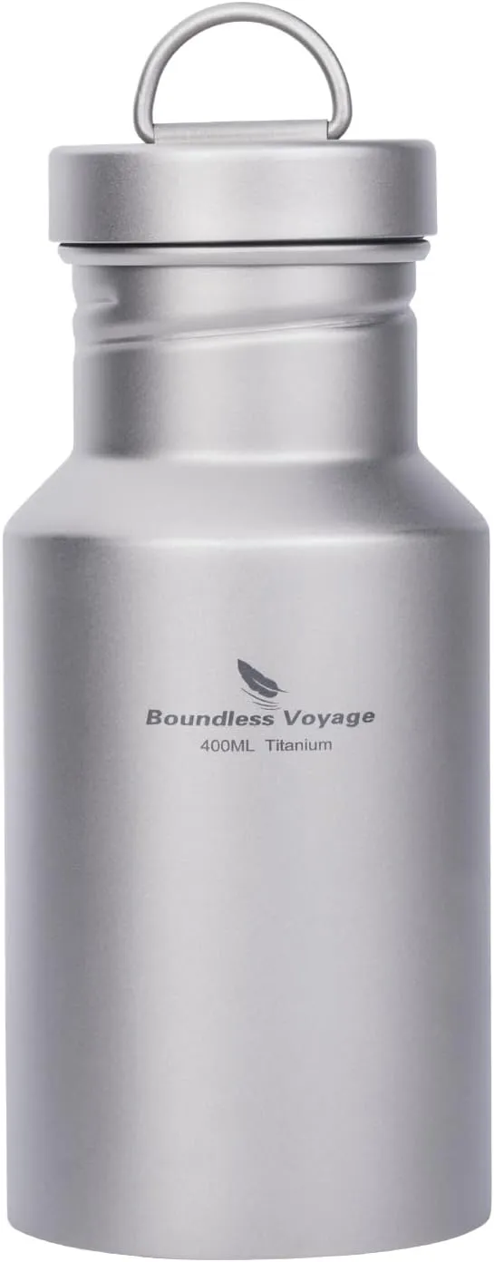 Boundless Voyage Titanium Water Bottle with Lid Wide Mouth Leak-Proof Reusable Sport Drinking Bottle for Camping Hiking Climbing Running Tea Coffee (400ml)