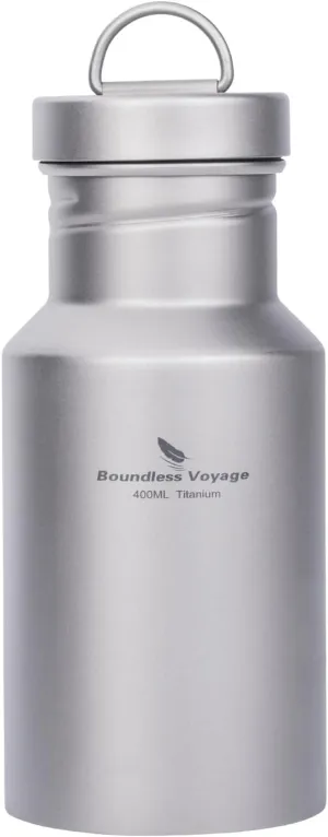 Boundless Voyage Titanium Water Bottle with Lid Wide Mouth Leak-Proof Reusable Sport Drinking Bottle for Camping Hiking Climbing Running Tea Coffee (400ml)