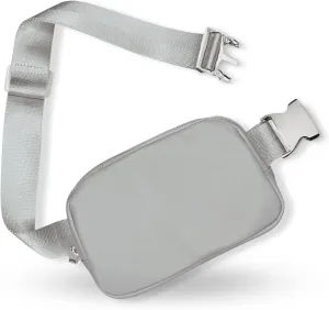 Boutique Belt Bag | Crossbody Bag Fanny Pack for Women Fashionable | Cute Mini Everywhere Bum Hip Waist Pack | Small Fashion Travel Chest Bag | Silver Accessories | Adjustable Extended Strap | Stone